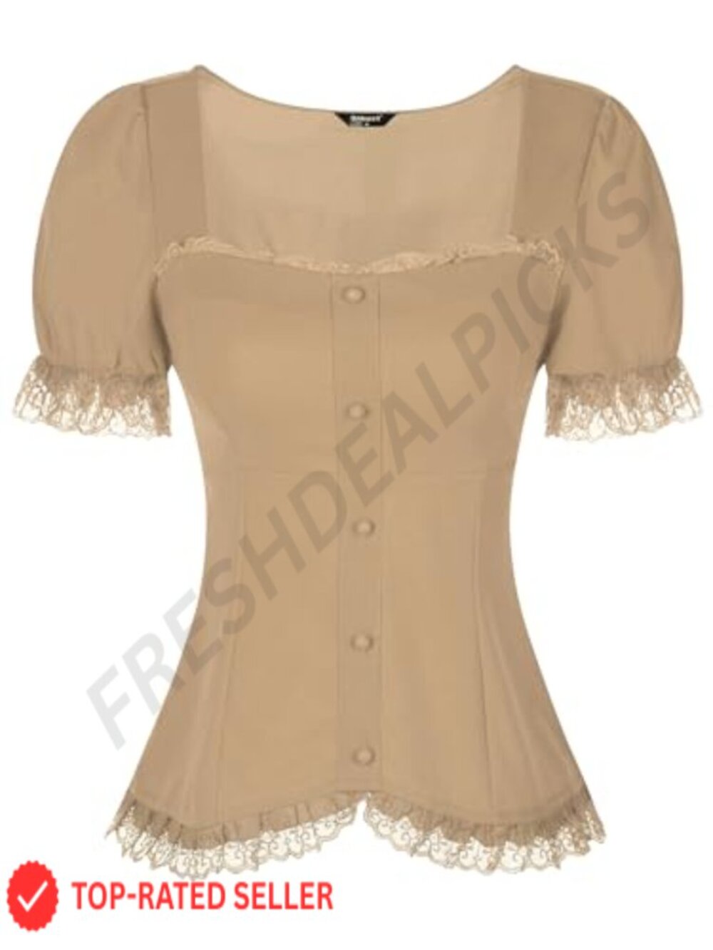 Renaissance Puff Sleeve Victorian Blouse Sweetheart Neck Lace Up